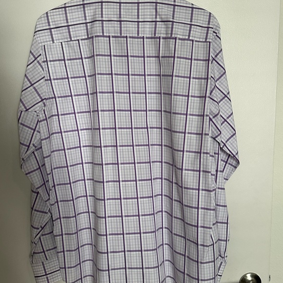 Bugatchi Uomo Purple Plaid Long Sleeve Men's Dress Shirt Size Large Classic Fit - Picture 6 of 6